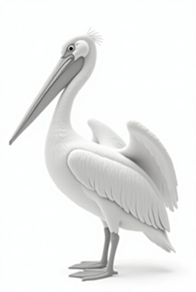 Full-bodied pelican with white background