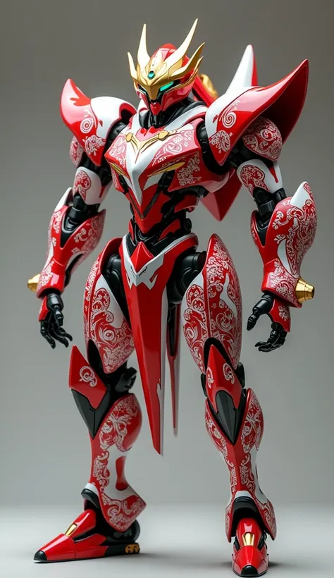 Indonesia Combat Robot
A dynamic combat robot with a sleek design in red and white, featuring intricate floral batik patterns across its body. The robots face is adorned with gold accents, and the limbs are designed to move with lightning speed, echoing th...