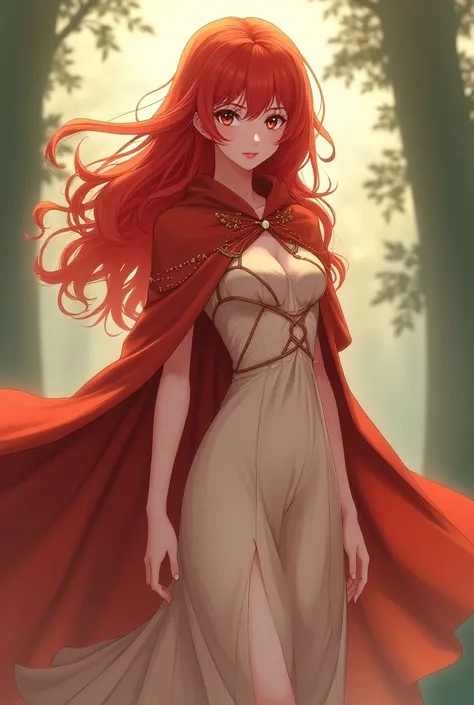 The most beautiful red-haired girl in an anime wears a cape.