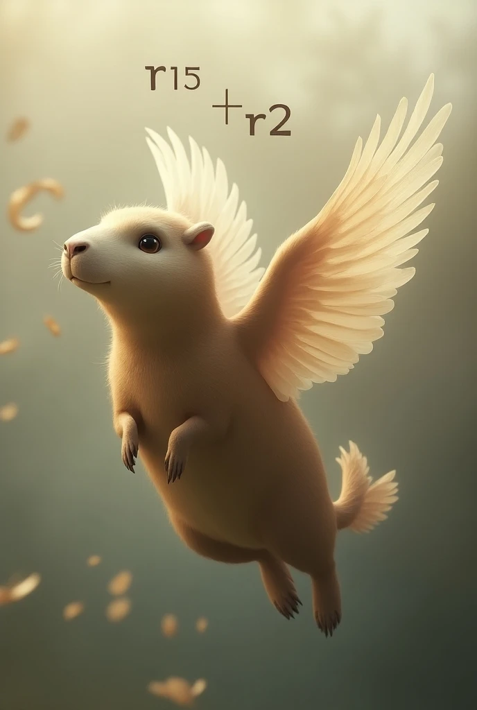 Capybara animal with wings with letters above that say R15 + R2