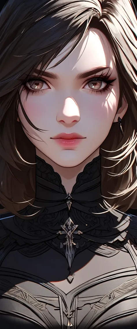 Portrait of Black widow, final fantasy xvi style, front view, 4k, face details, high quality 