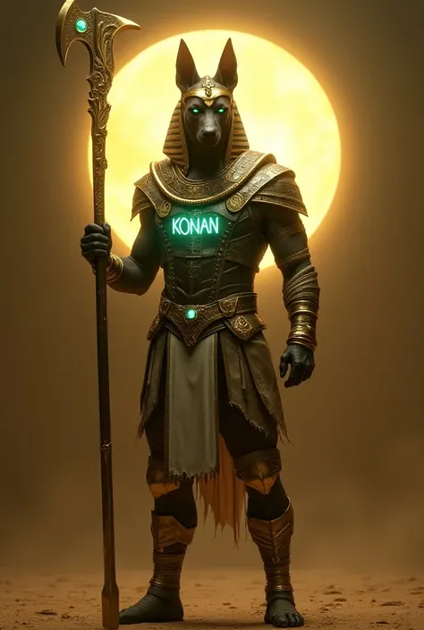 Konan is an imposing, Malinois-headed Ascended being from Ancient Egypt, light mint green eyes, a heroic figure regarded as a demigod by the people of the desert. He is wearing a gold Pharaohs Regalia crown with a light mint green sapphire in the center of...