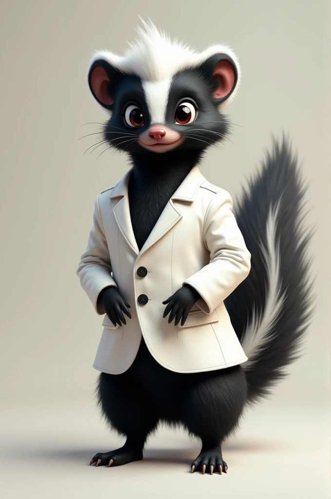 Skunk with white blazer.