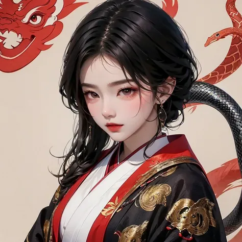 male、Chinese clothes、youth、Black Hairロング、Black Hair、snake、Orochi、Chinese background、