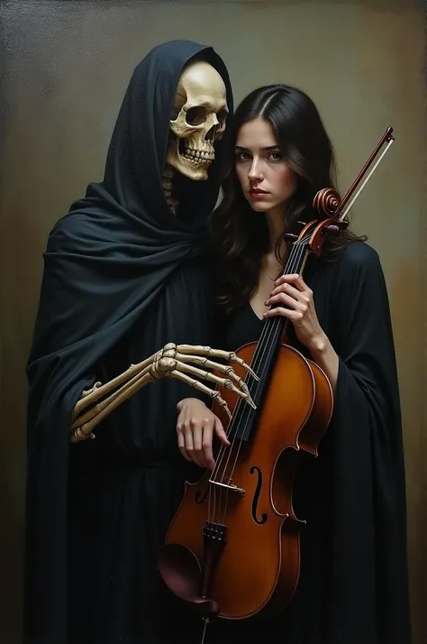 self portrait with death playing the fiddle