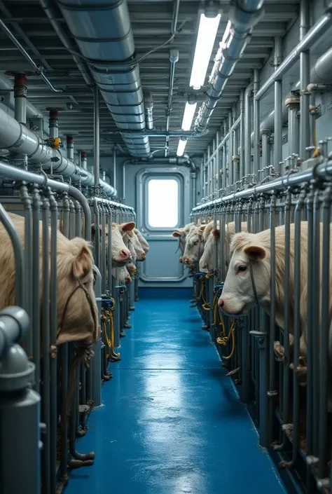 
Feed and water systems of a livestock vessel 