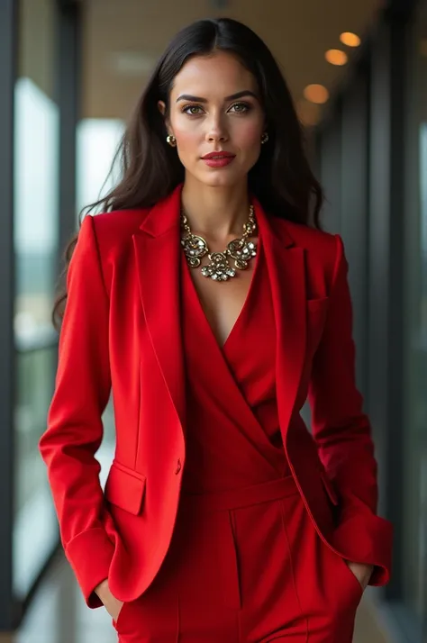 Businesswoman in red clothes 