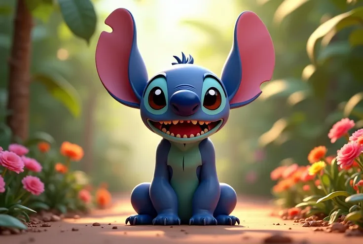 Créé une image de style Disney 3D ultra réaliste avec un texte écrit lettre par lettre "Alix".  SUR LE THÈME stitch.