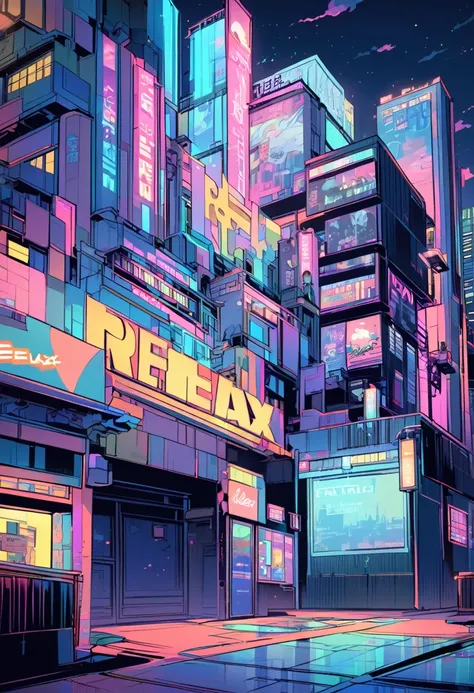 Lowfi night cityscape in anime style, positive feelings , hope, relax, Nostalgia
