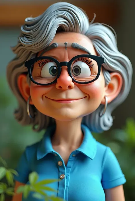 Cartoon character of a 50-year-old woman wearing black glasses and a blue shirt, an animated character, Stylized character,  animation style rendering , 3D stylized, Arnold Maya Rendering, Stylized 3D render, toon render keyshot, 3d character, 3d character...