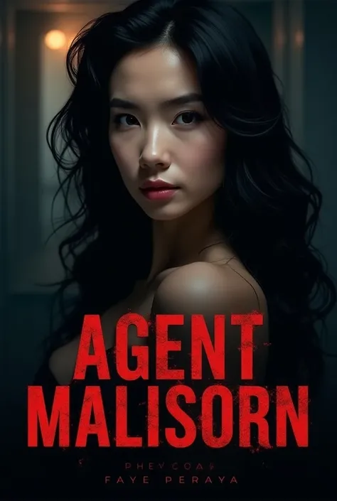 Create a cover with the name of AGENT MALISORN ,  put a background agent with the face of Thai Faye Peraya 
Put the name in large letters on the cover
AGENT MALISORN
Put it down 
written by itslanna 