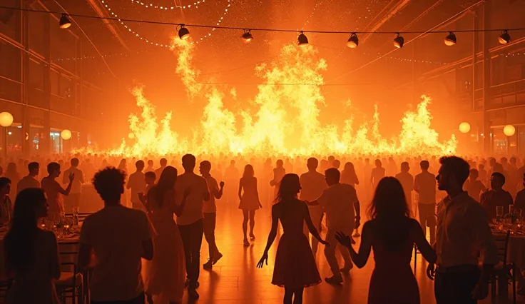  Party room on fire inside,  large and bright .  With tables and dance floor .