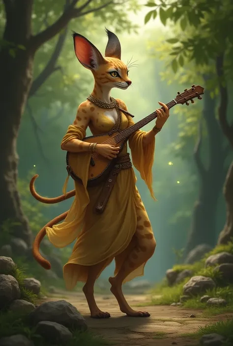 Female tabaxi bard serval