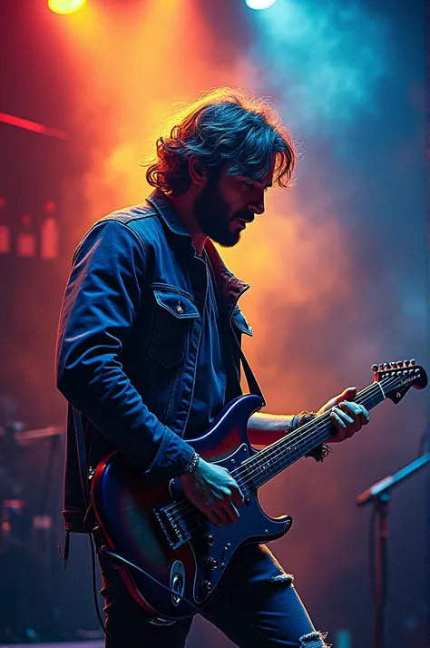 Create a colorful blues rock image with the words Tiago Heck written