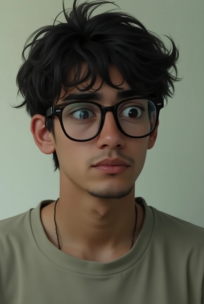  Young Brazilian man , wear glasses, , shy, Lazy, ugly 
