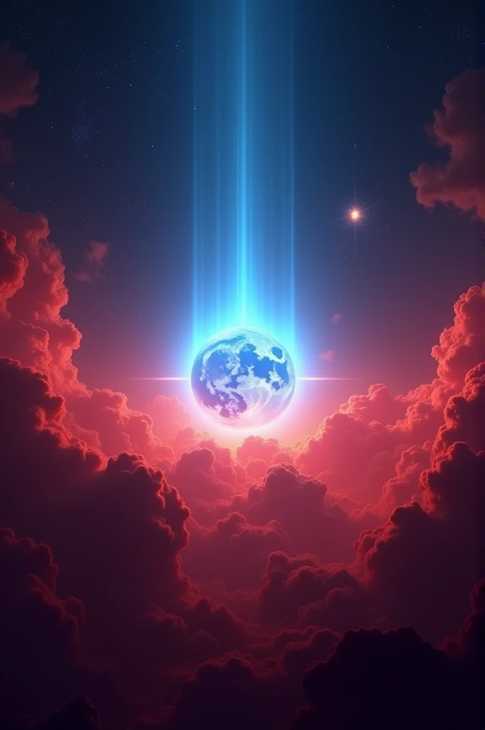 Blood Red Sky, Blue Sun, Sun Rays, Blue Sun Ray, Red Sky, Cinematic Space, Masterpiece, Painting