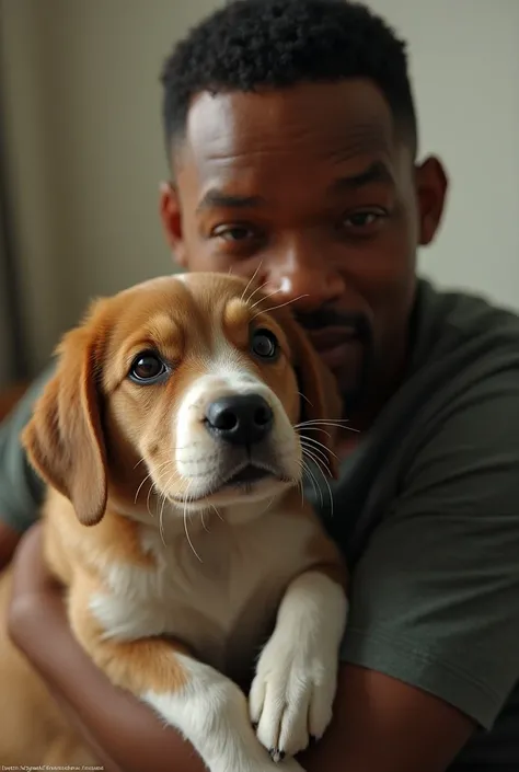 Make a image of Will Smith Using Drugs and Molesting a Puppy