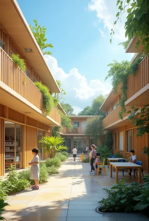 Montessori school with 13 classrooms and two huge courtyards