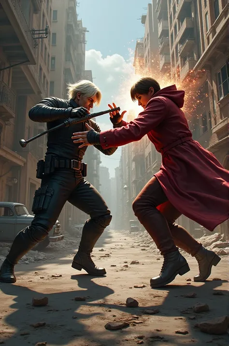 Leon to Kennedy fighting Dante