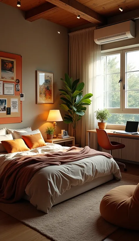 Here’s a detailed prompt for a freelancer-themed bedroom:

"Design a spacious and cozy freelancers bedroom that balances work and relaxation. The bed should be large and inviting, with soft blankets and pillows in warm, earthy tones, giving a sense of comf...