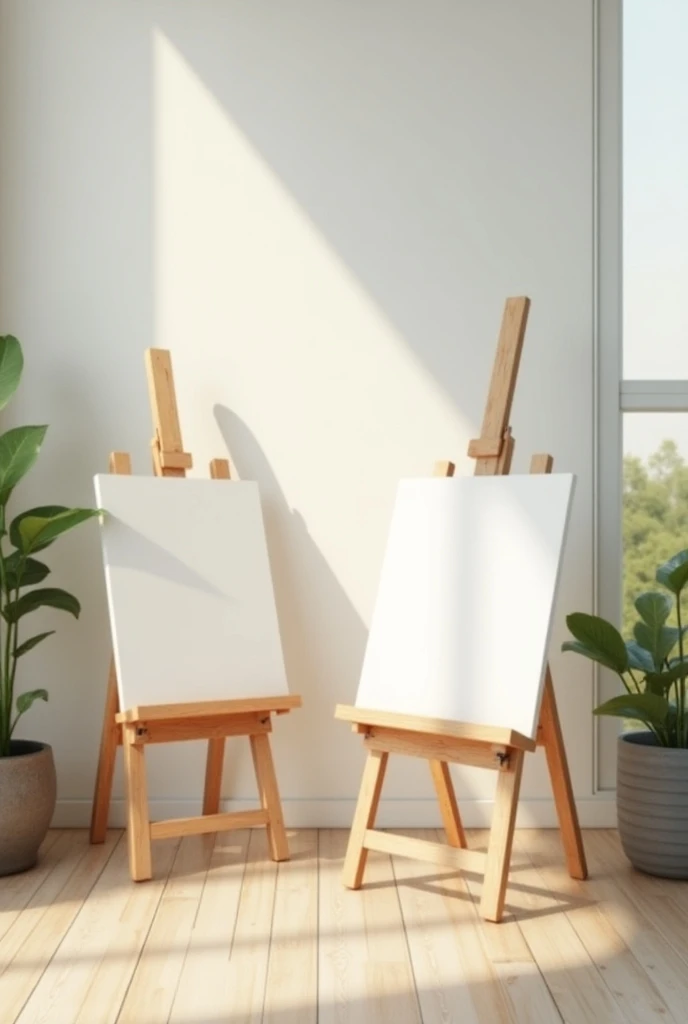 easels and blank canvas