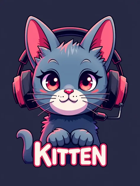 Creating an asrm YouTube channel requires a logo with a cats face with a headset.  The logo has a name . "ASMR KITTEN " 4K ,  tall details