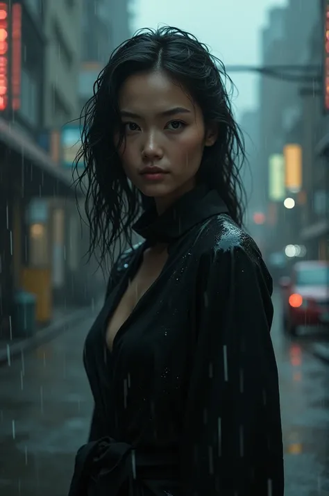 Lady in rain