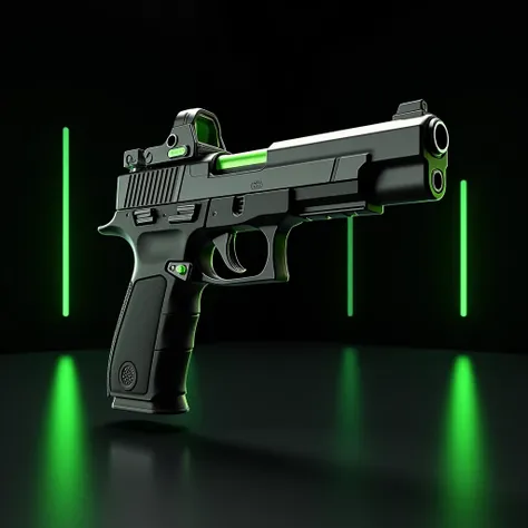 gun 3d model with black and green background
ultra hd graphics