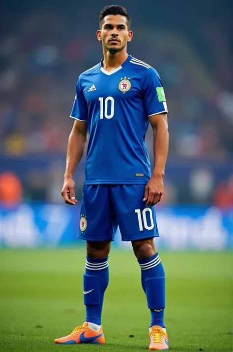 Soccer player in blue uniform written Marco Rojas number 10 