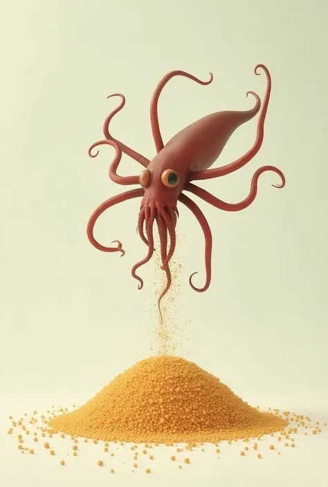 Squid pooping on top of couscous