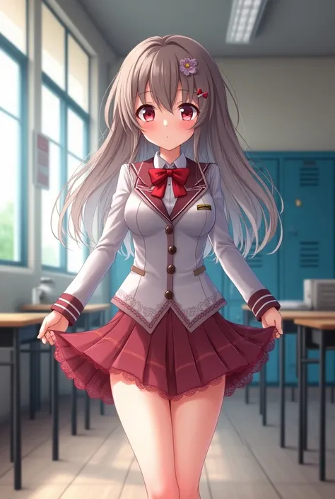 Anime school girl showing her undetware set