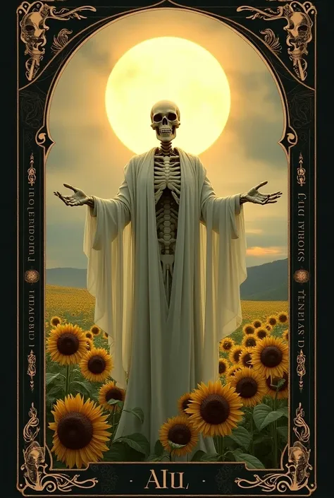 {
  "size": "1024x1024",
  "prompt": "A dark, mystical interpretation of The Sun tarot card, woven with themes of death, rebirth, and eternal illumination. In the center, a pale, ghostly sun shines with an ethereal glow, casting light over a shadowed lands...