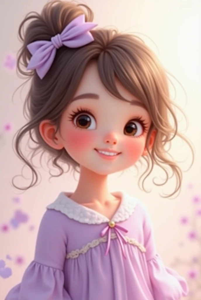  Character for baby daisy, Wearing a bow on the head Lilas and a lilac blouse 