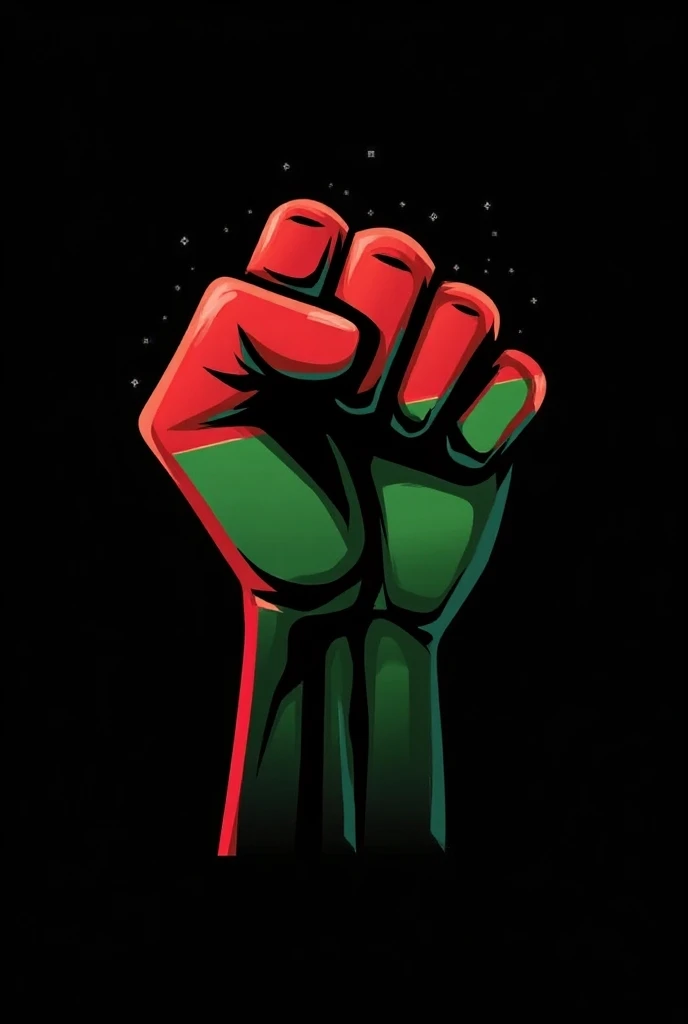 A logo about the boycott using these colors: black in the background, red, green and white, 
