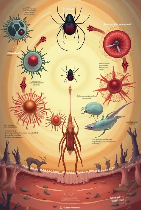 Create an illustrative and explained image of the babesiosis cycle