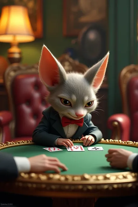 A little guy playing poker