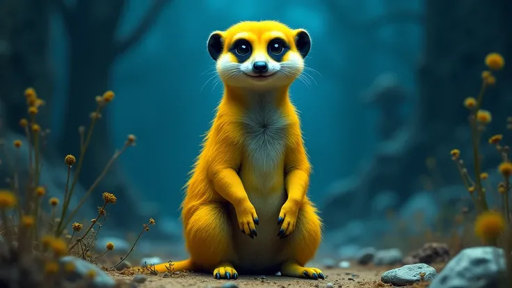 yellow dark blue meerkat