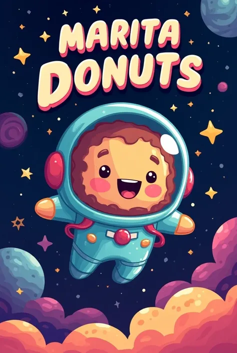 Space Donut label to sell shop Donuts Spanish

