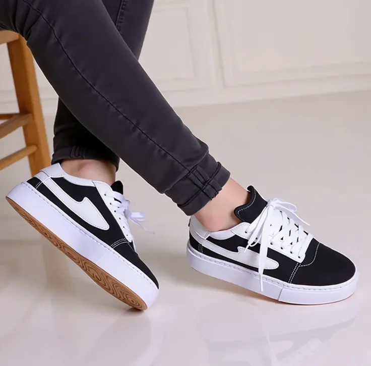 KNU SKOOL BLACK TRUE WHITE SNEAKERS