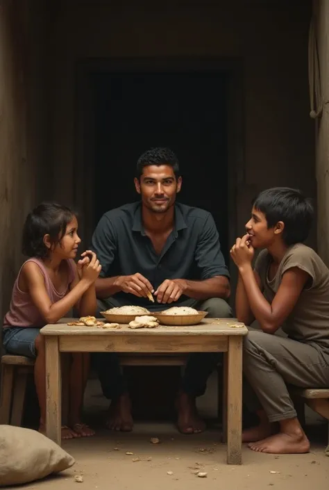 Cristiano Ronaldo eats bread while he is poor with his family 
