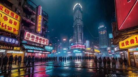 (photorealistic:1.7),(masterpiece, best quality), unity, 8k wallpaper, ultra detailed, exquisitely detailed skin, (cinematic angle,low angle), beautiful and aesthetic, glowing skin, sci-fi, neon lights, glowing signs, from front, wide shot, cinematic light...