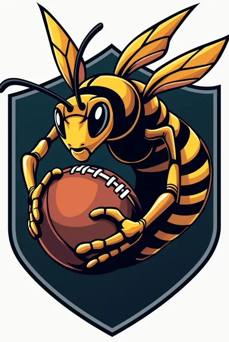 create a logo of a wasp holding a football