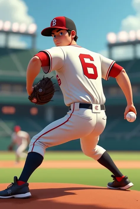 Animated image of a baseball pitcher with the number 6 