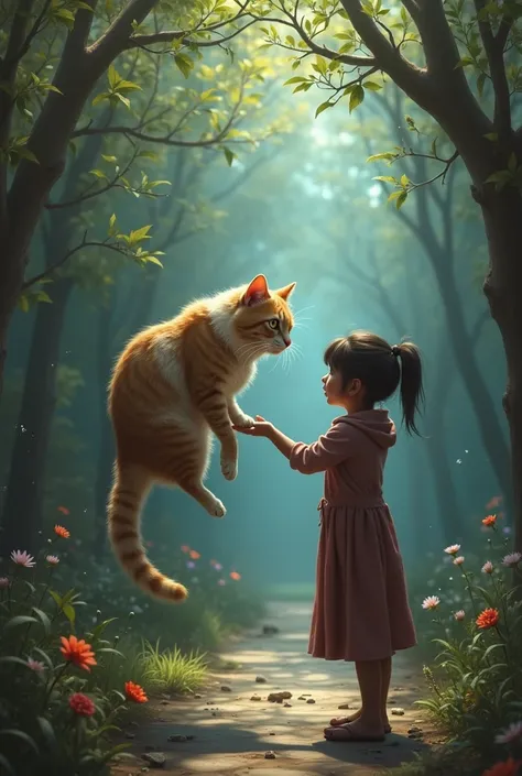 Write a short story where a human finds a mysterious, magical cat perched on their hand, signaling the start of an adventure