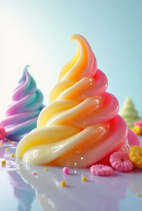 Images of jelly ice cream from pasta 

