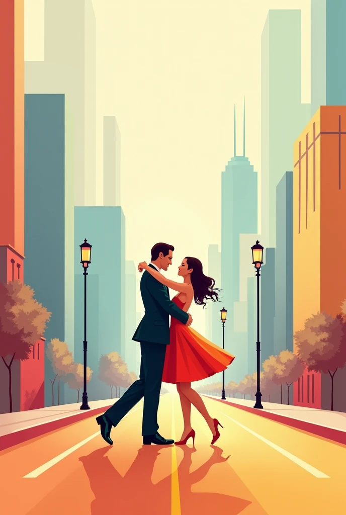  I want you to make an image based on the movie lalaland , that is also based on geometric movement , without being overloaded 
I want it to be minimalist