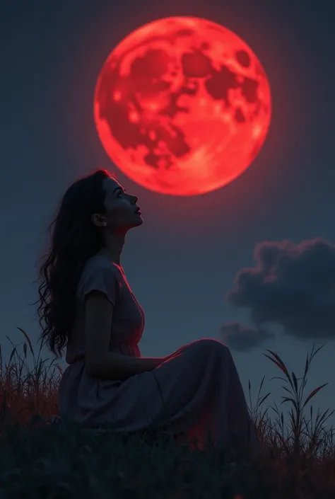 Now you could do it to herself sitting looking up at the red moon?