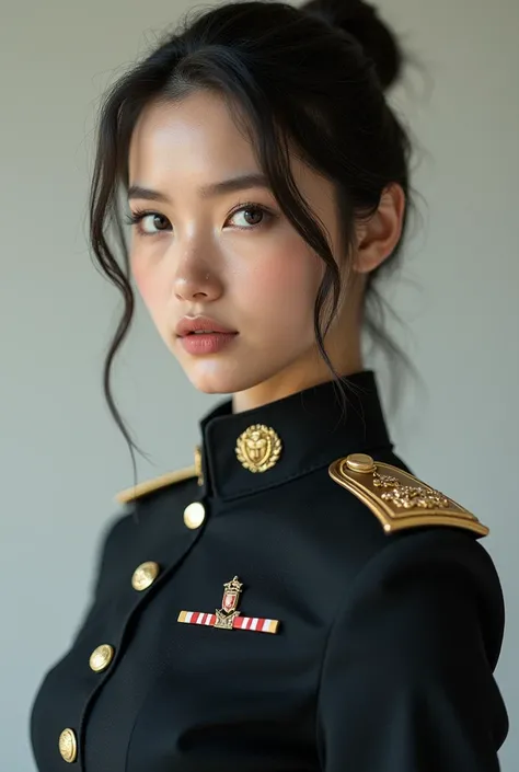 Beautiful girl in military uniform
