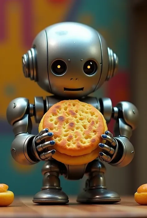 A robot eating Colombian arepa 