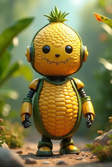 Robot with a face and in the shape of a corn